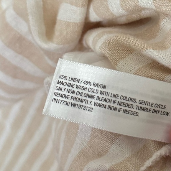 Universal Thread Beige and White Striped Long Sleeve Linen Dress NWT Size Small - Picture 4 of 4